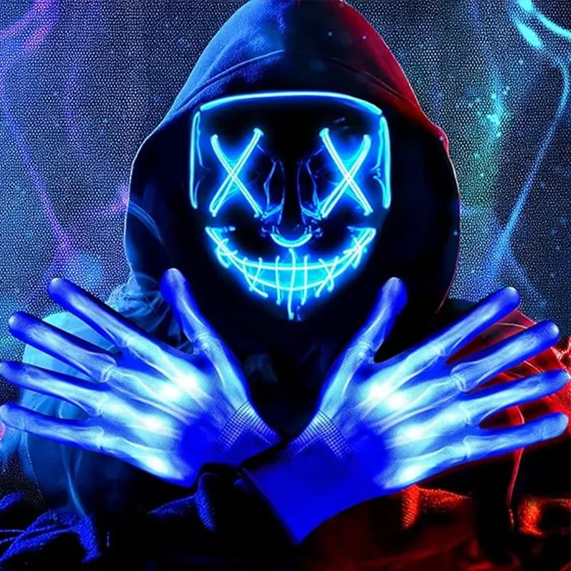 Purge Led Mask Masquerade Night Club Luminous Movie Theme Mask The Purge Glowing Cosplay Mask Horror Mask Men Vendetta Mask