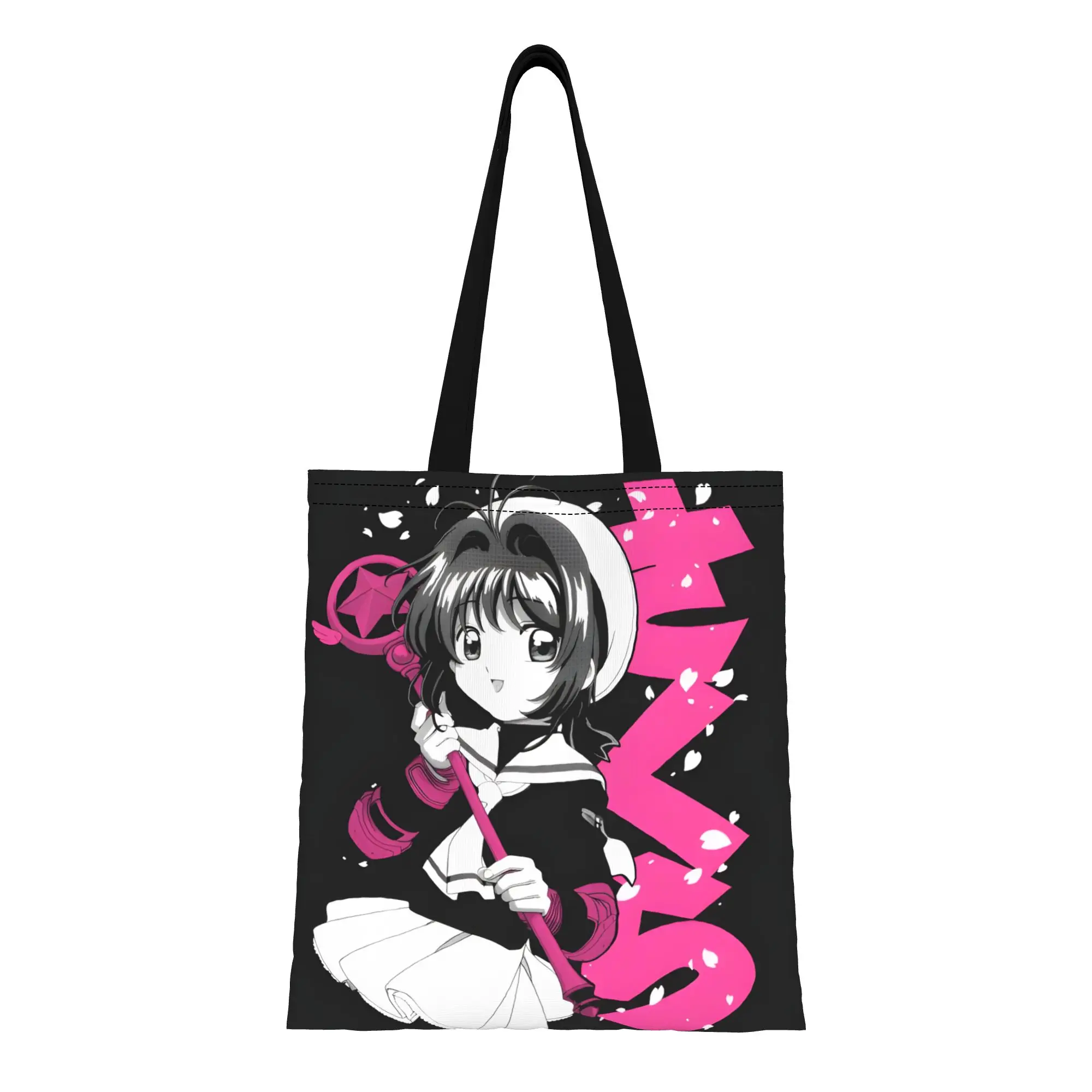 

1PC Sakura Kinomoto Art Canvas Tote Bag Cardcaptor Sakura Canvas Tote Bag Perfect for Shopping Grocery Travel & Outdoor