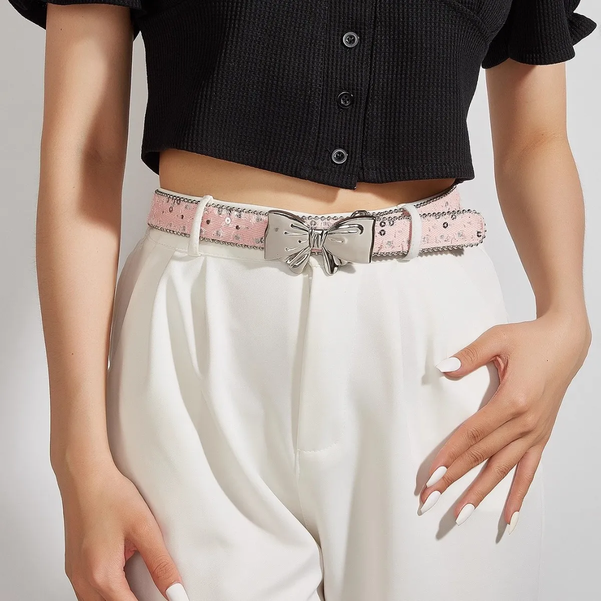 Belt Women's Canvas 2025 New Summer Decoration Butterfly Smooth Buckle Belt with Jeans Versatile Korean Version Trend