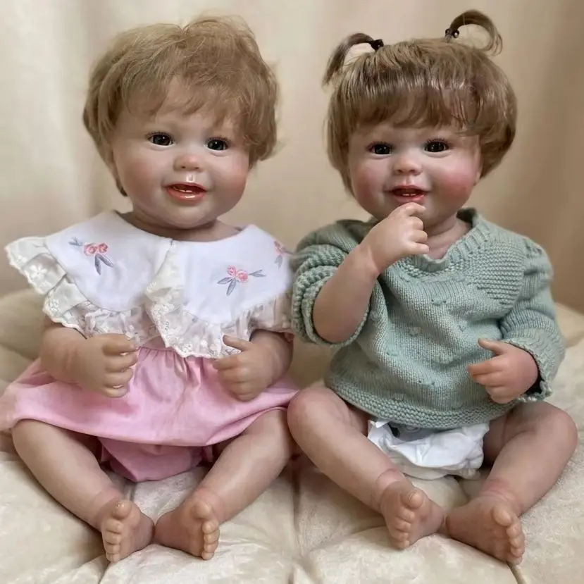 18 Inch Vinyl Reborn Doll, Rooted Hair, Big Eyes with Eyelashes, High-Grade Hand Painting, Perfect for Gifts and Collection