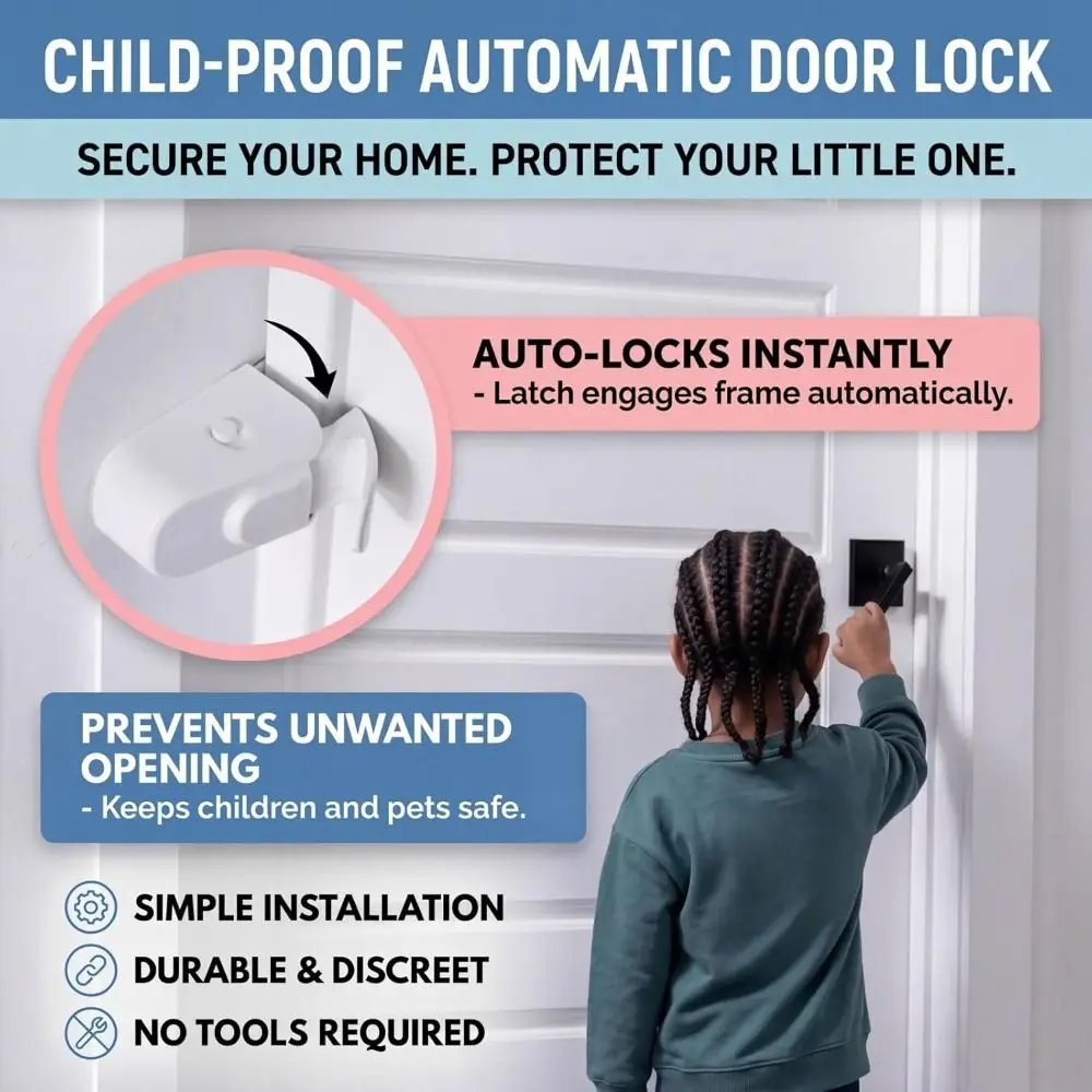 No Tools Required Door Lock Simple Install No Adhesives Required Unisex Proof Door Lock Snap-On Design Snap-On Door Lock
