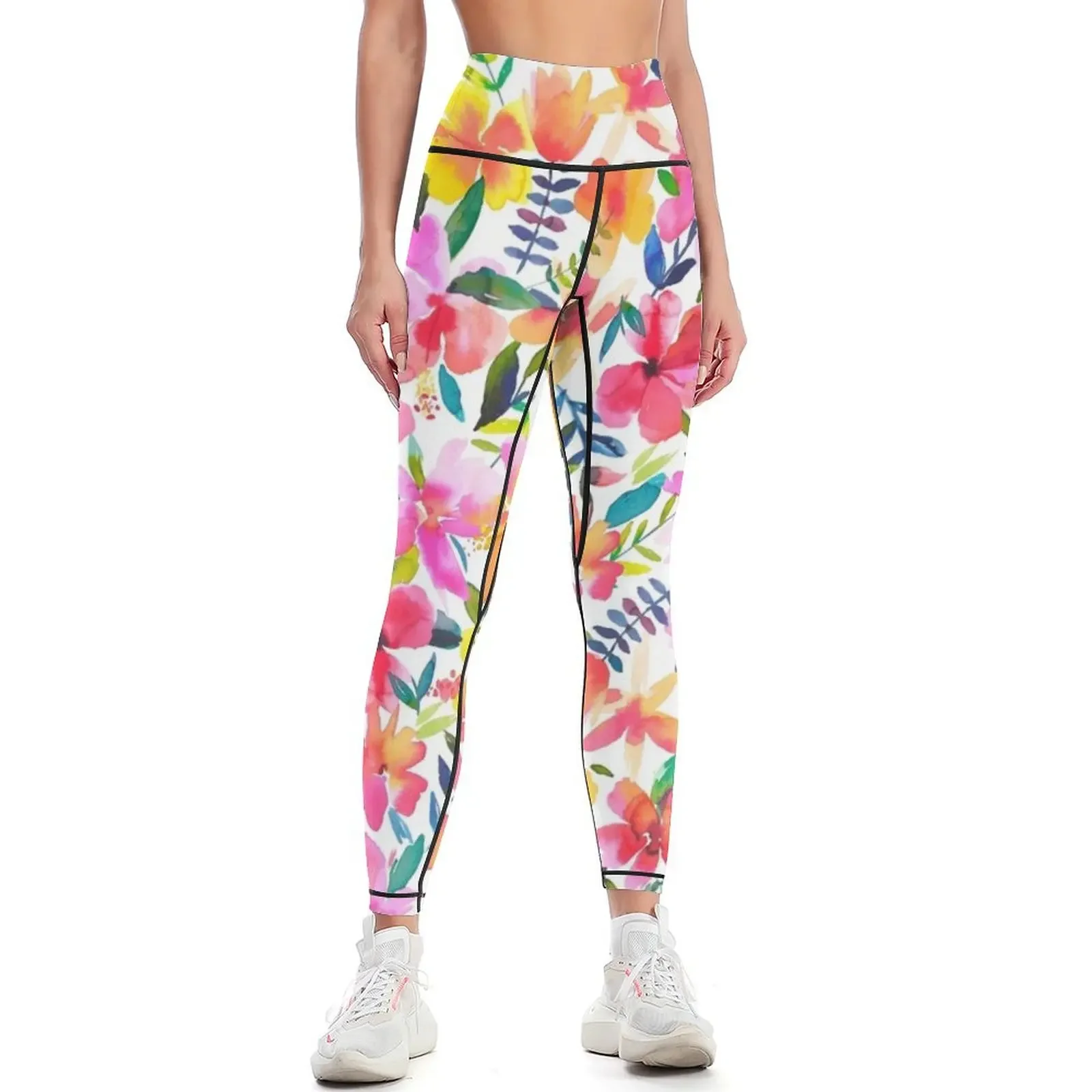 

Pink Tropical Hibiscus Flower Print Leggings sport legging Women's fitness gym's clothing sports shirts gym Womens Leggings