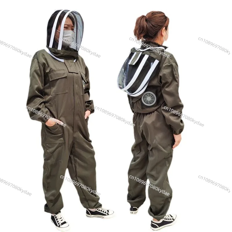 With fan Beekeeping Suit Brown Resistant Dirt Beekeeper Overalls Clothes Honeybee Product Tools Apiculture Costume