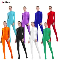 Donne Footed Unitards ginnastica tuta manica lunga tuta ragazze Yoga Training Halloween Stage Performance Costume