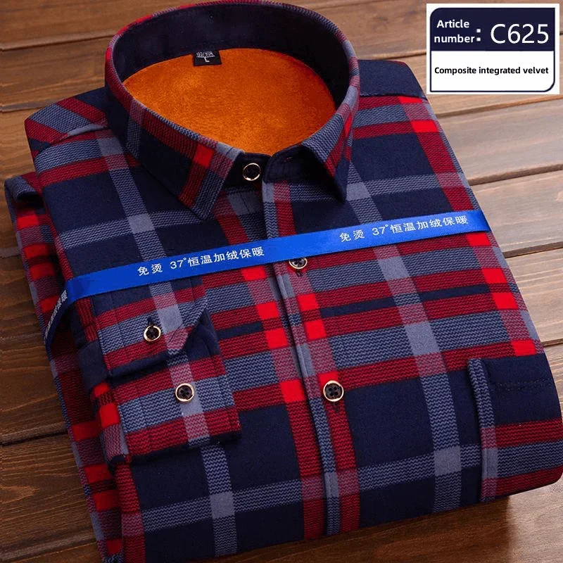 

New Autumn Winter Casual Men's Fashion Long Sleeve Plaid Shirt Thick Warm Men's Casual High Quality Soft Large Size Shirt L-4XL