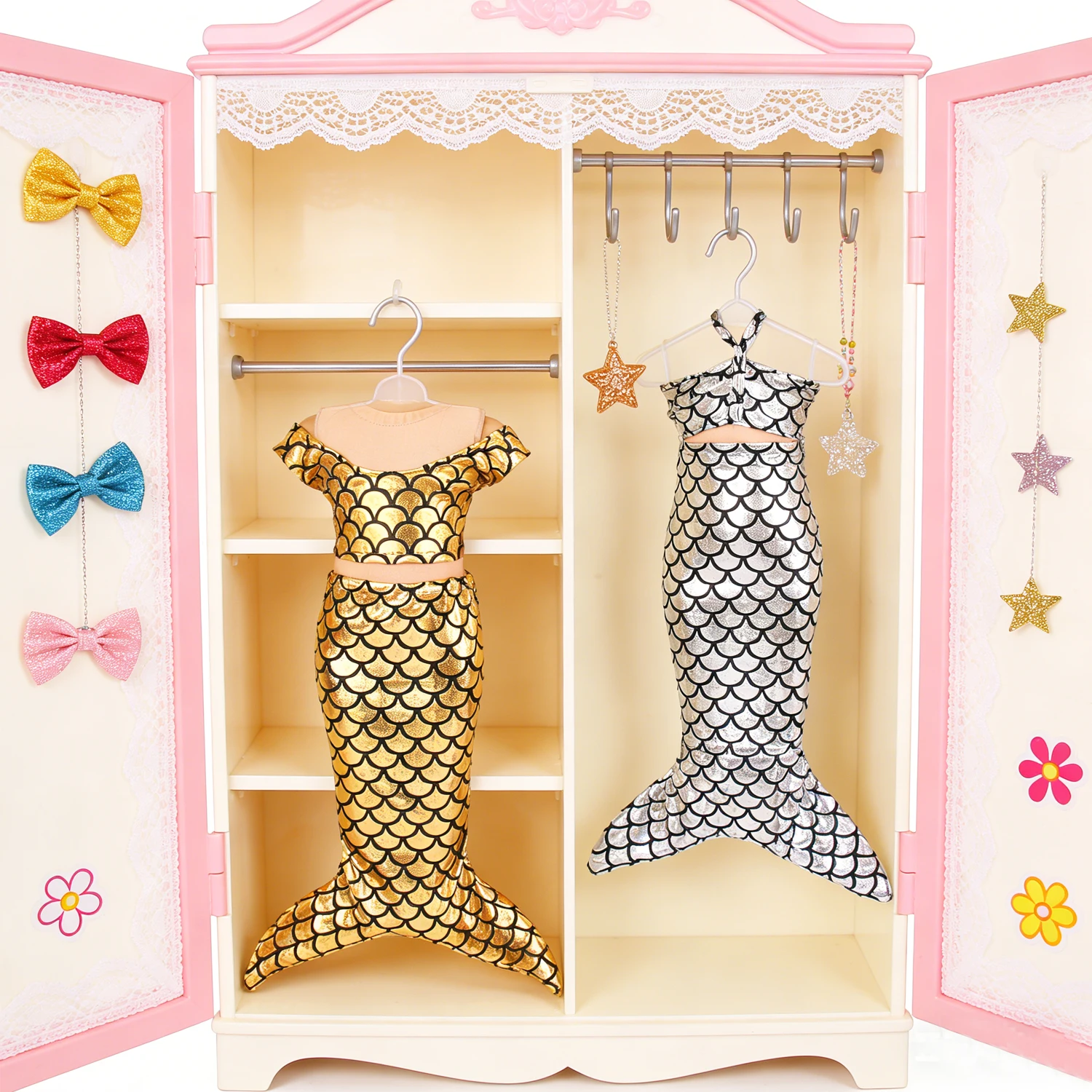 

Gold And Silver Color Mermaid Simulation Swimsuit For 18-inch American & 43cm Baby Newborn,OG Girl Doll Clothing Toy Accessories