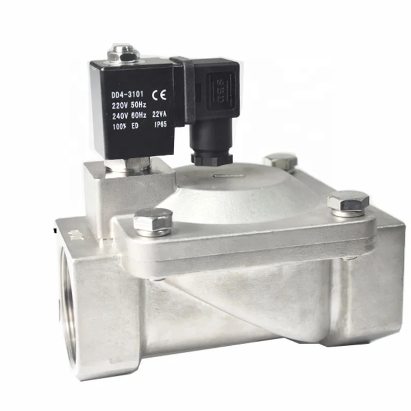 Stainless steel DN50 16bar pilot operated 2 inch water solenoid valve 24VDC