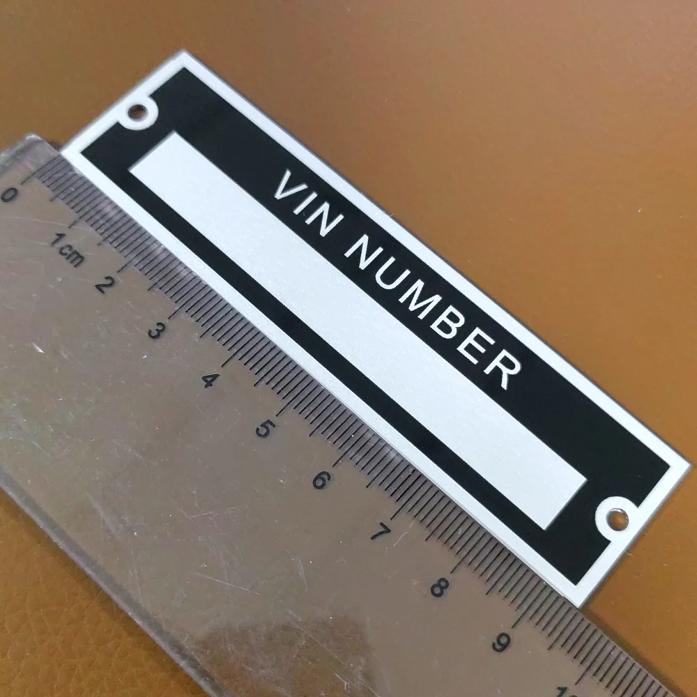 95 X 25mm Aluminum ID Tag VIN Serial Plate Vehicle Identification Number Motorbike Caravan RV Camper Parts