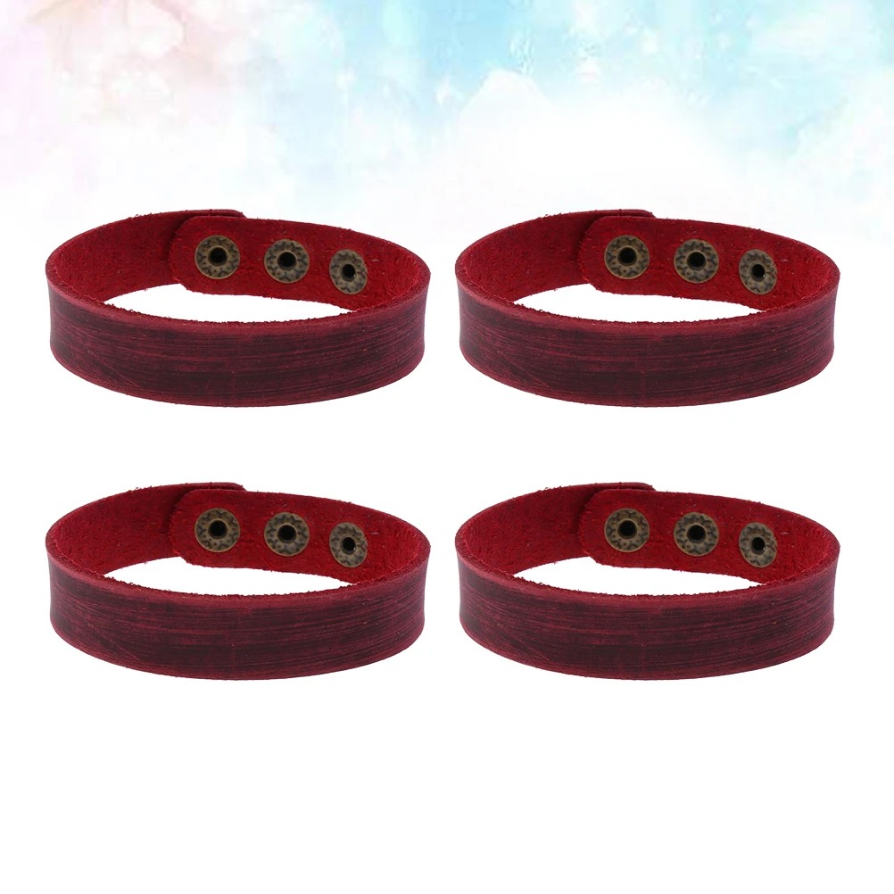 

4 PCS Cowhide Bracelet for Lovers Unisex Light Board Students Red Simple Wrist Chain Couples Men and Women