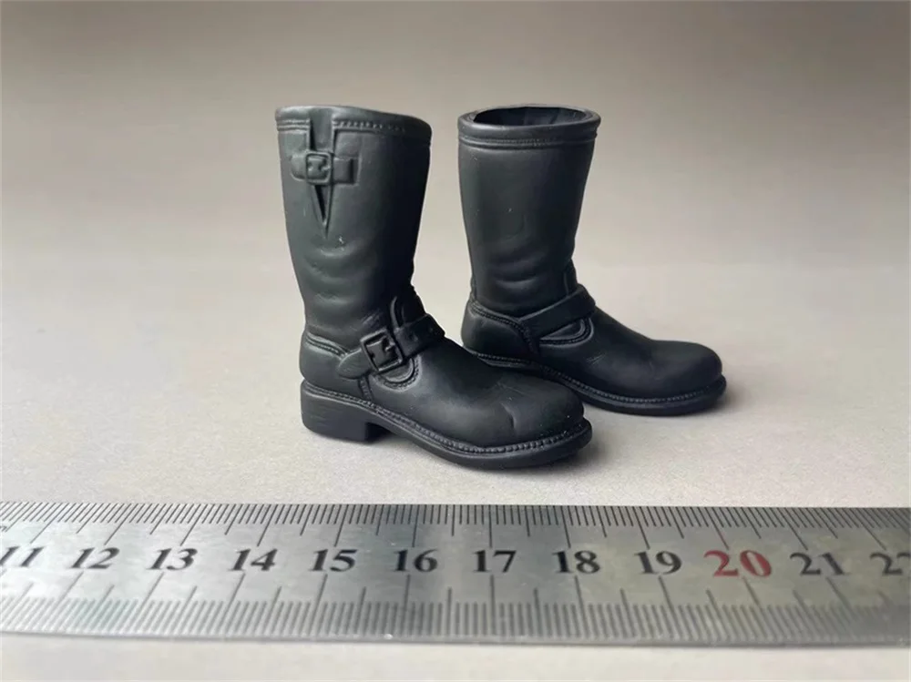 Preto macio oco sapato botas, material de PVC mini brinquedos, modelo para 12 "boneca masculina, figura cena componente, DIY, DML, 1, 6