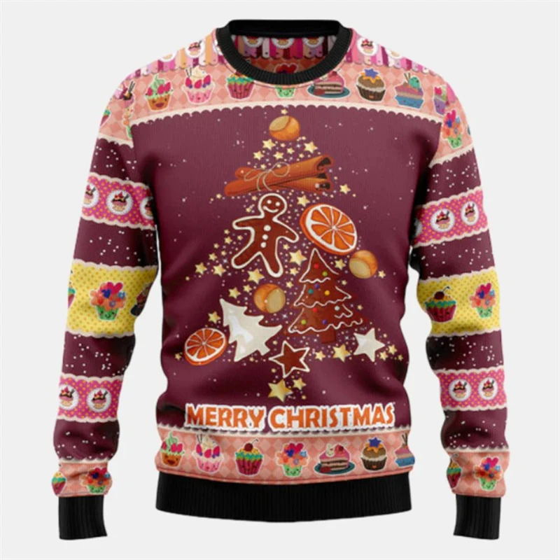 Gingerbread Men's Hoodies Christmas Clothing New Tops 3D Printed Fashion Pullover Autumn Men's Pullover Oversized Xmas Gift Coat