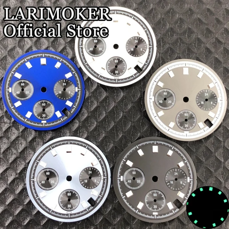 

LARIMOKER 30 мм белый/серый/черный/синий стерильный циферблат и указатели часов с зеленым светом подходит для VK63 аксессуары для часов с механизмом