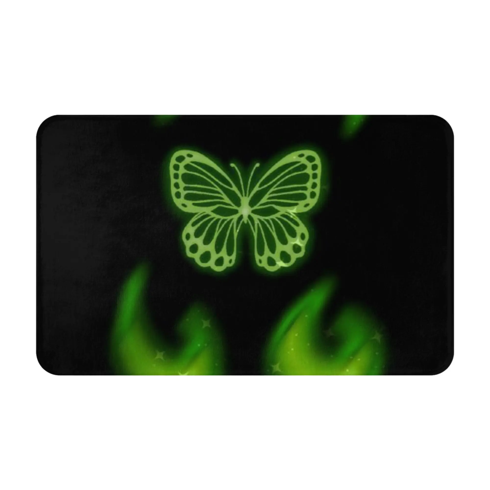 Green Fire Butterfly Aesthetic Print Non-slip Doormat Bedroom Mat  Welcome Indoor Home Decor