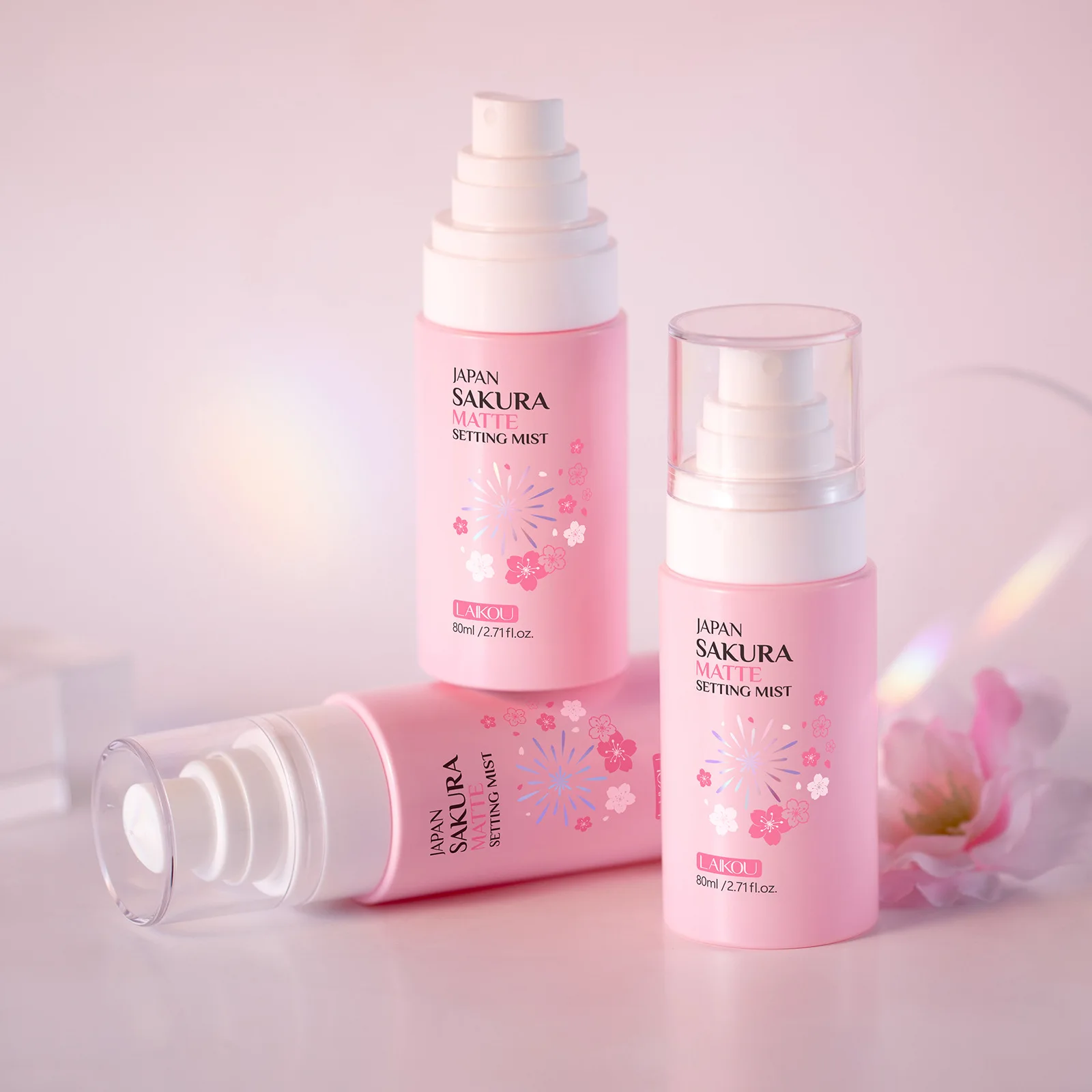 LAIKOU Sakura Matte Setting Spray, Long Lasting Makeup Finishing Mist for Face, Oil Control Hydrating Fixer Spray 80ml
