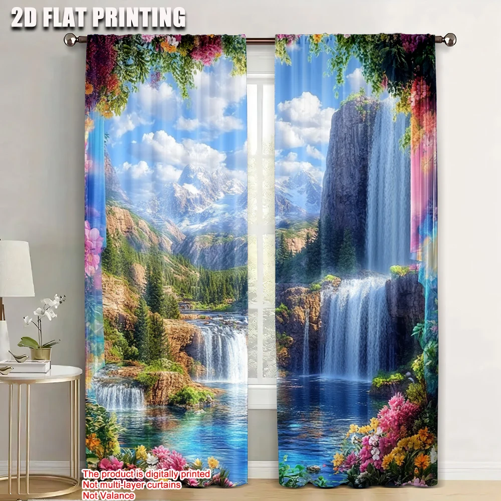 

2pc, Curtain natural scenery Blackout Polyester Festive Backdrops for Indoor Celebrations, Room Decor