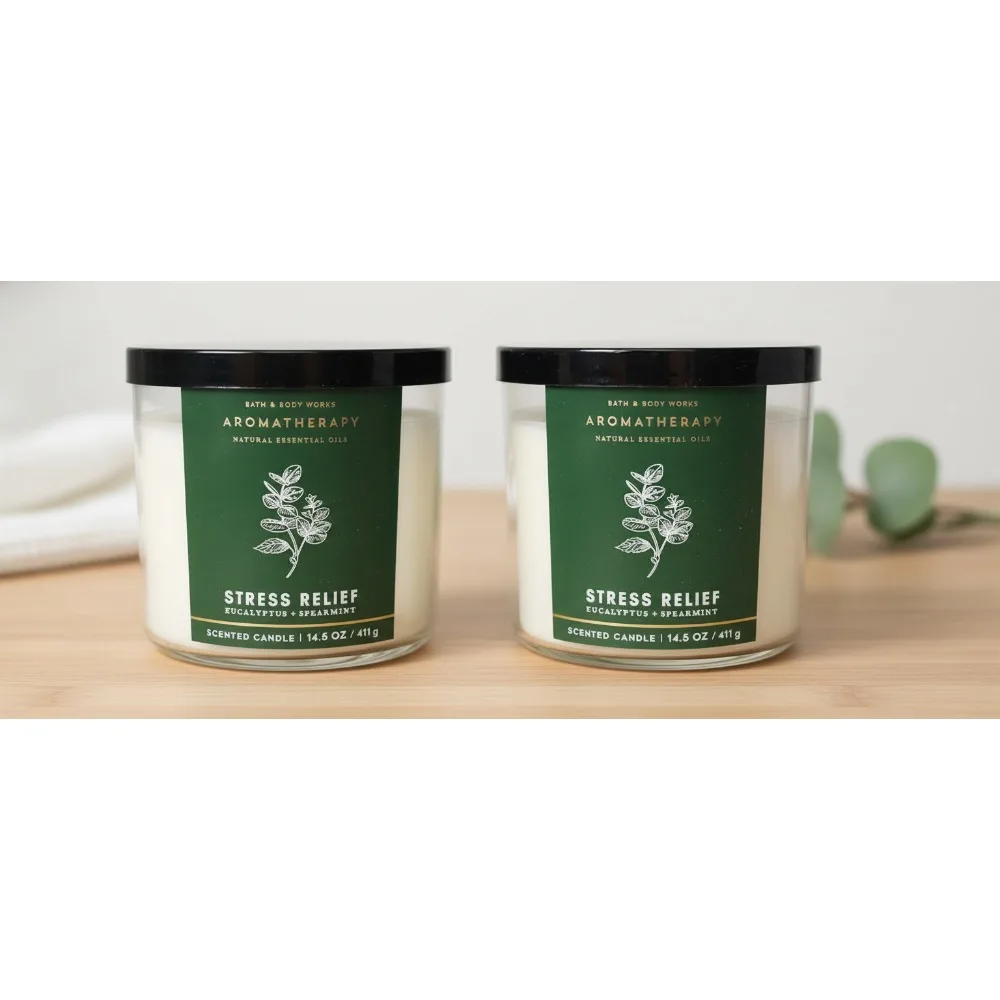 

Eucalyptus Spearmint 3 Wick Candle, 14.5 Oz (2 Pack) - Relaxing Aromatherapy for Home & Stress Relief