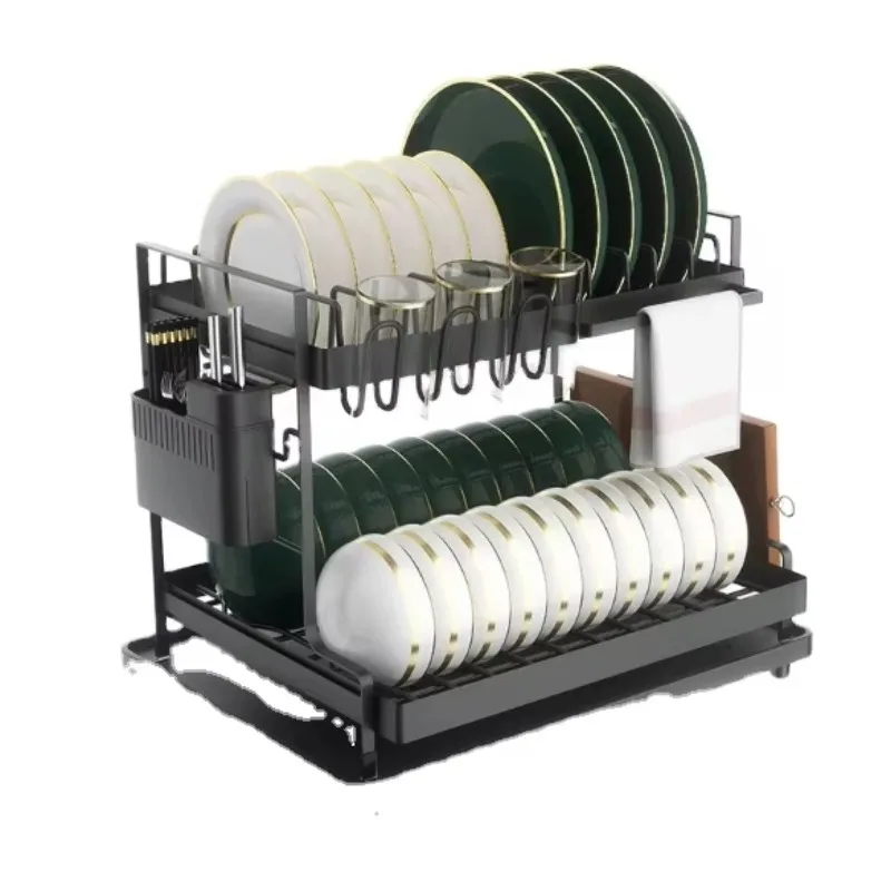 

Kitchen Household Dish Rack Countertop Storage Rack Double Layer Multifunctional Dish Removable Drain Rack