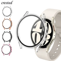 Glass+Case for samsung Galaxy watch 6 accessoires Bling Diamond PC bumper+Screen protector watch6 watch4 watch5 44mm 40mm Cover