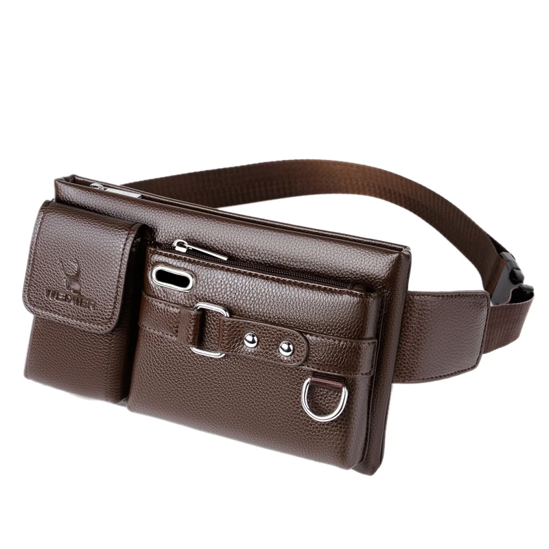 

NEW-3X WEIXIER Brand Unisex Single-Shoulder Multi-Function Large-Capacity Waist Bag Men's Chest Bag Messenger Bag Brown