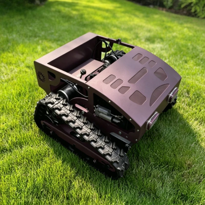 Adjustable Grass Height Tracked RC Lawn Mower Anti-slip Rubber Crawler Mowing Robot For Villa Farm Park Hillside Road Slope