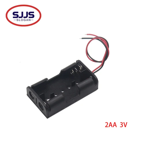 Imagen 1 del producto 【5-1PCS】2x1,5 V AA para soporte de batería caja de batería AA 2AA caja de cables negros para 2 pilas aa 3V DIY
