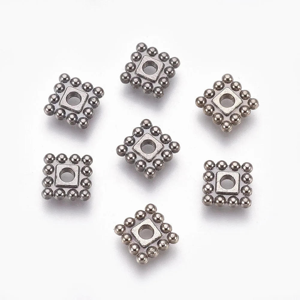 

500pcs Tibetan Style Alloy Spacer Beads Square Antique Metal Color DIY Bracelet Earrings Jewelry Making Findings 7x7x2mm