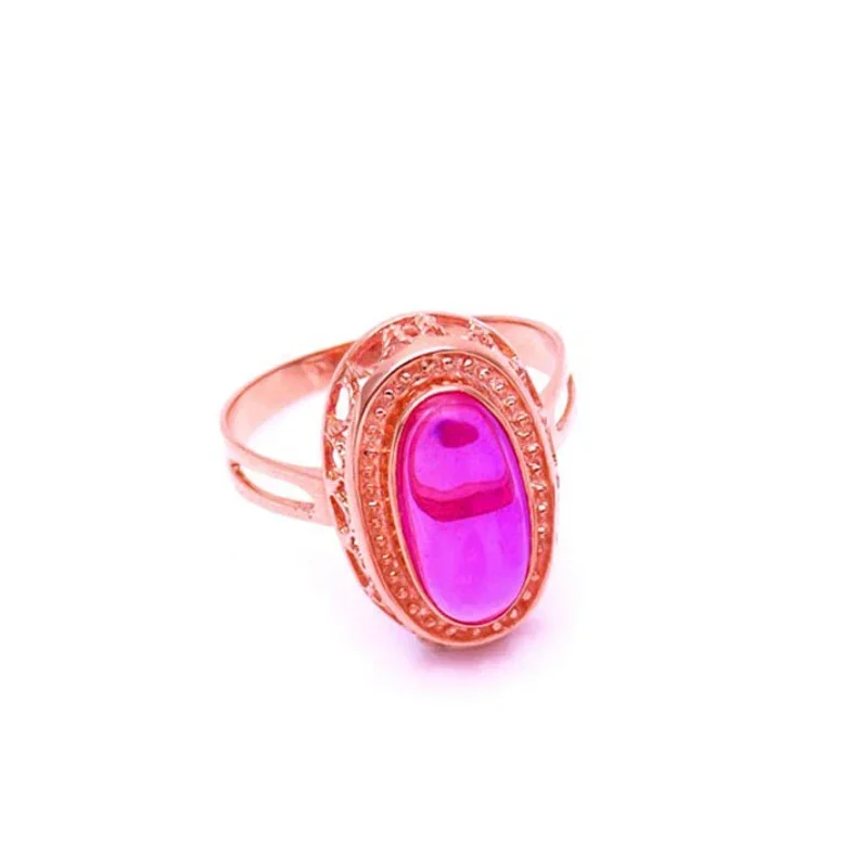 585 Purple Gold Plated 14K Rose Gold Inlaid Egg Face Ruby Rings for Women Light Luxury Palace Style Exquisite Wedding Jewelry