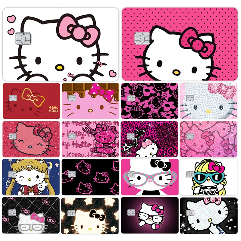 Cartoon Hello Kitty Credit Card Skin Stickers for VISA Bank Card Transportation Card Pvc Waterproof Sticker Women Accessories