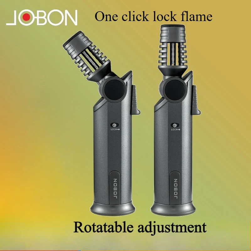 2026 JOBON Strong Blue Flame Lighter 360° Inverted Ignition Rotatable Nozzle Safety Lock Design Inflatable Lighters