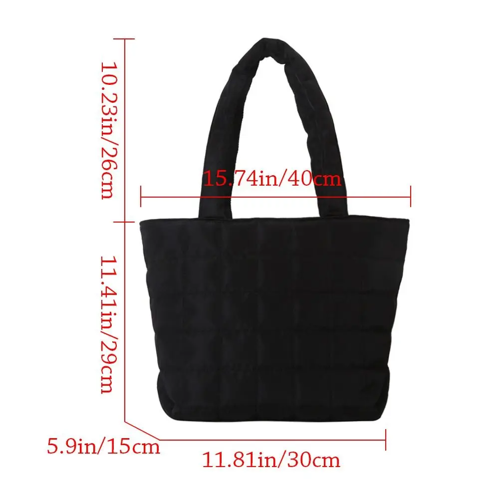 Solid Color Nylon Handbags Cotton Casual Tote Bags Women Large Capacity Winter Shoulder Bag For Girls Fashion Top Handle Bag