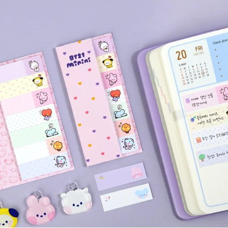 Anime Bt21 Sticky Note Paper Kawaii Students RJ KOYA CHIMMY Stickers Planner Notepad Message Memo Pad School Office Supplies Toy