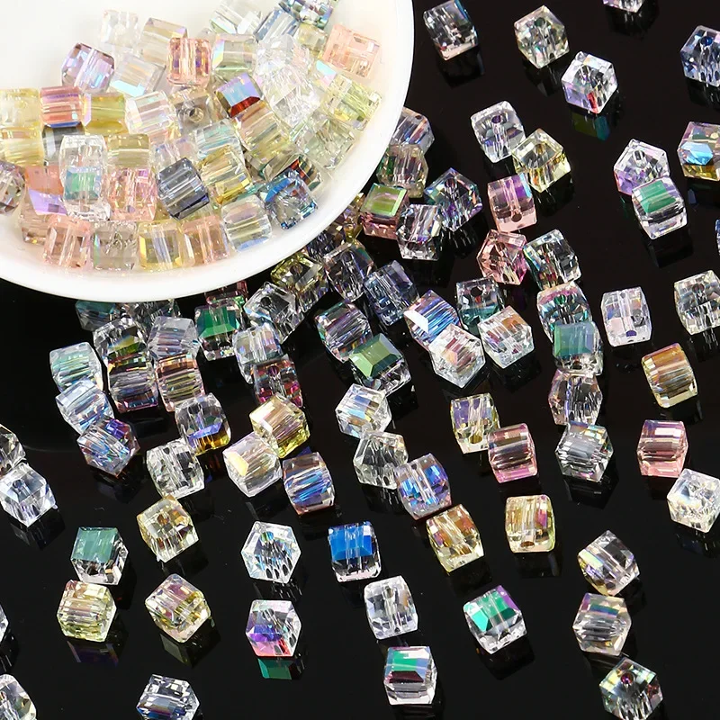 10/30PCS 6MM Clear Crystal AB Color Cystal Square Loose Bead For Jewelry Making DIY Bracelets Necklace Beading Accessories