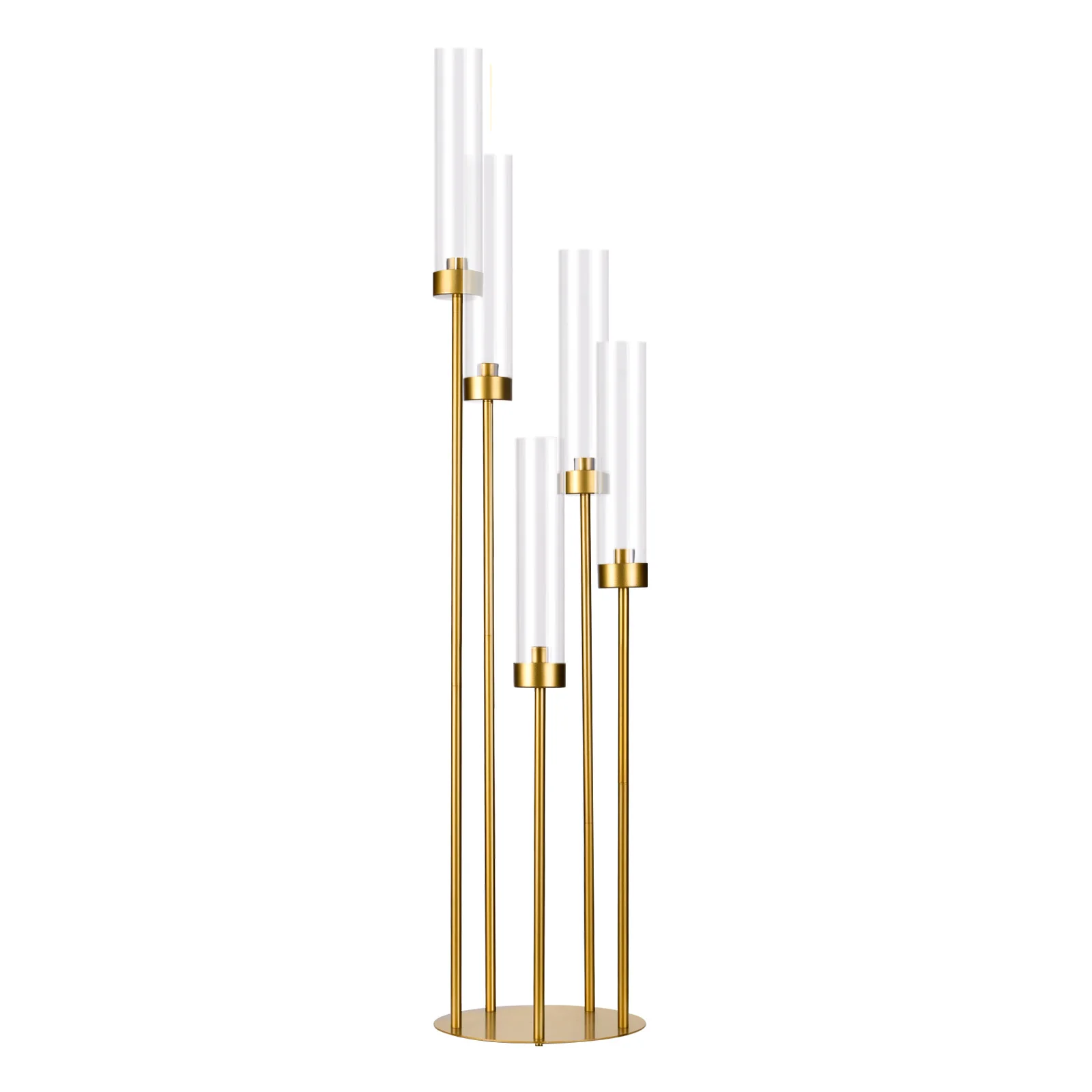 5-Arm Candelabra With Acrylic Lampshade 39.4 in Tall Candle Holder Fits LED Taper Candles Wedding Christmas Party Table Home Decor