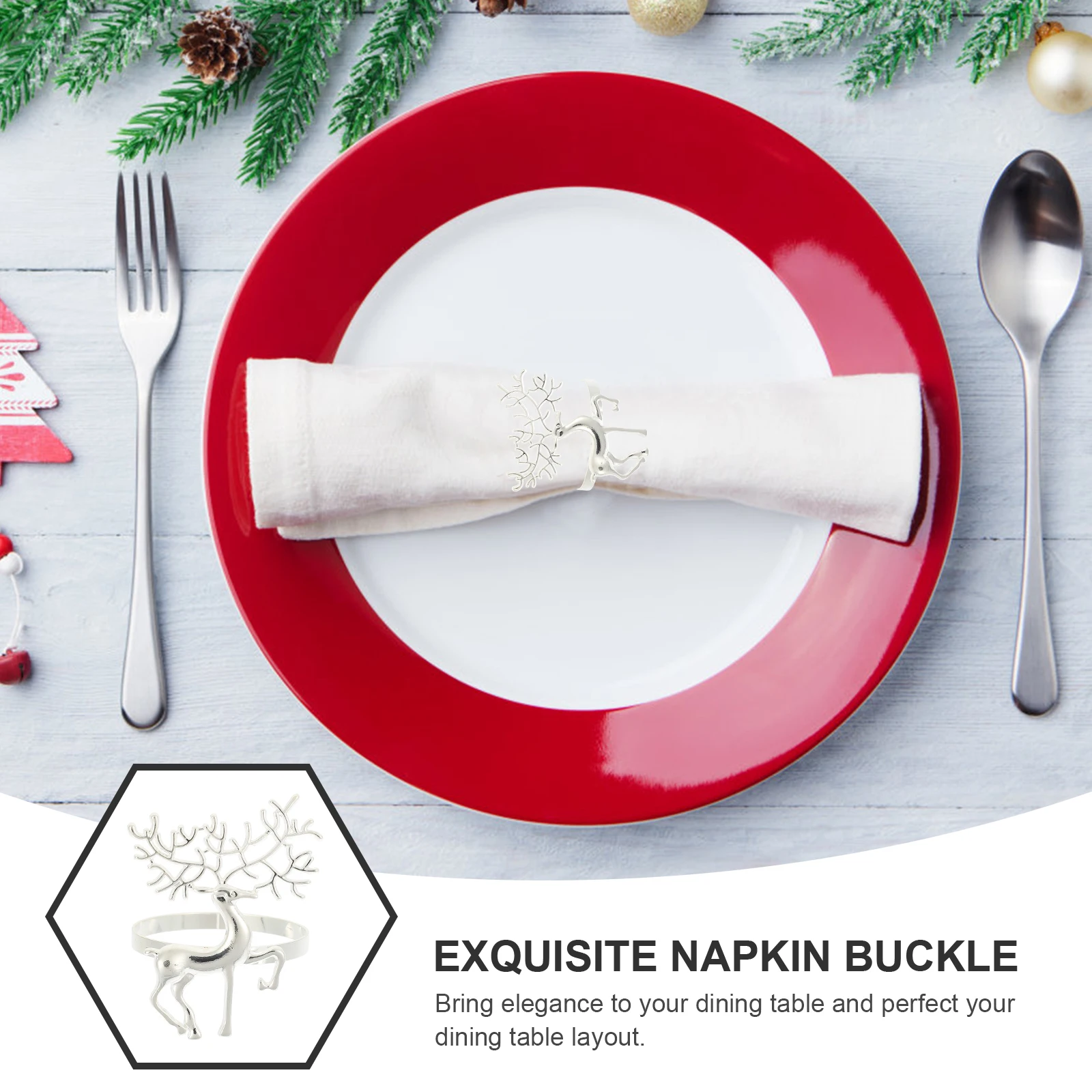

6pcs Elk Gold Alloy Elk Napkin Buckles Napkin Rings Christmas Table Setting Festive Kitchen Barware Decor