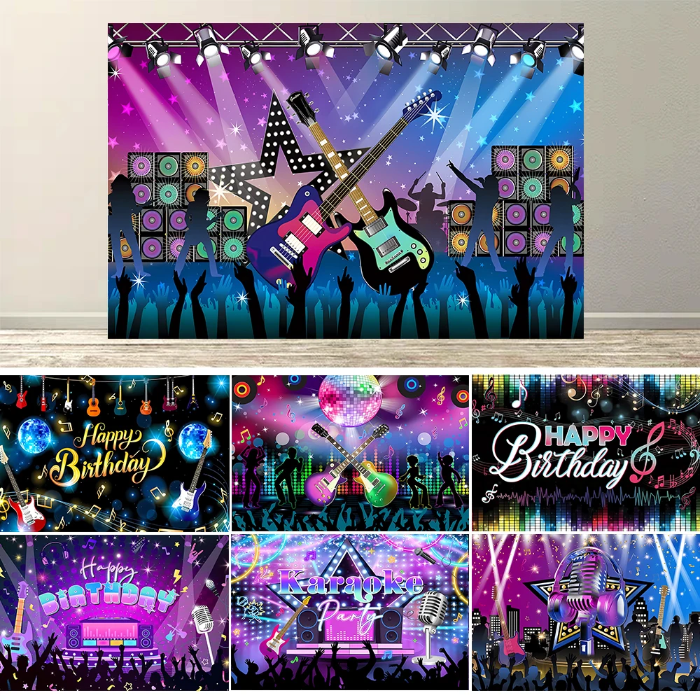 

Karaoke Party Decorations Rock and Roll Backdrop Banner Band Rock Star Banner for Music Party Photography Props Festival Decor