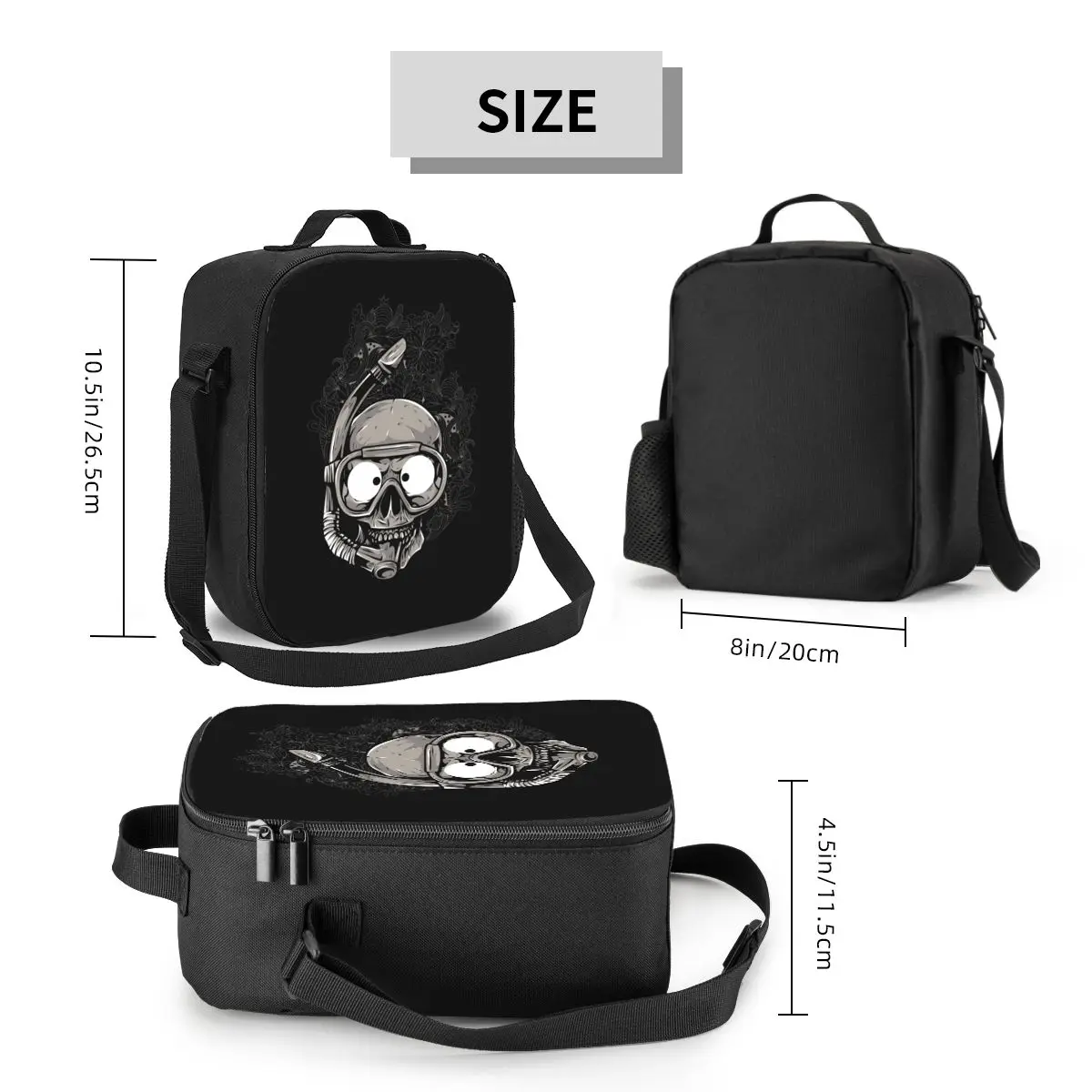 Scuba Skull Dive Diver Insulated Lunch Bag for Women Thermal Cooler Lunch Box Office Picnic Travel