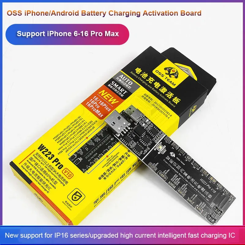 OSS W223 Pro V10 Phone Battery Activation Board For IPhone 6 -X 11 12 13 14 15 16 17 Android Battery Charging Activation Tool