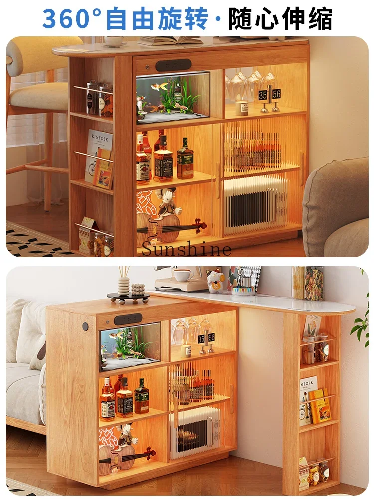 طاولة بار تلسكوبية من الخشب الصلب، خزانة جانبية لتناول الطعام، قسم متكامل، شقة صغيرة متنقلة، غرفة معيشة منزلية، قدم عالية