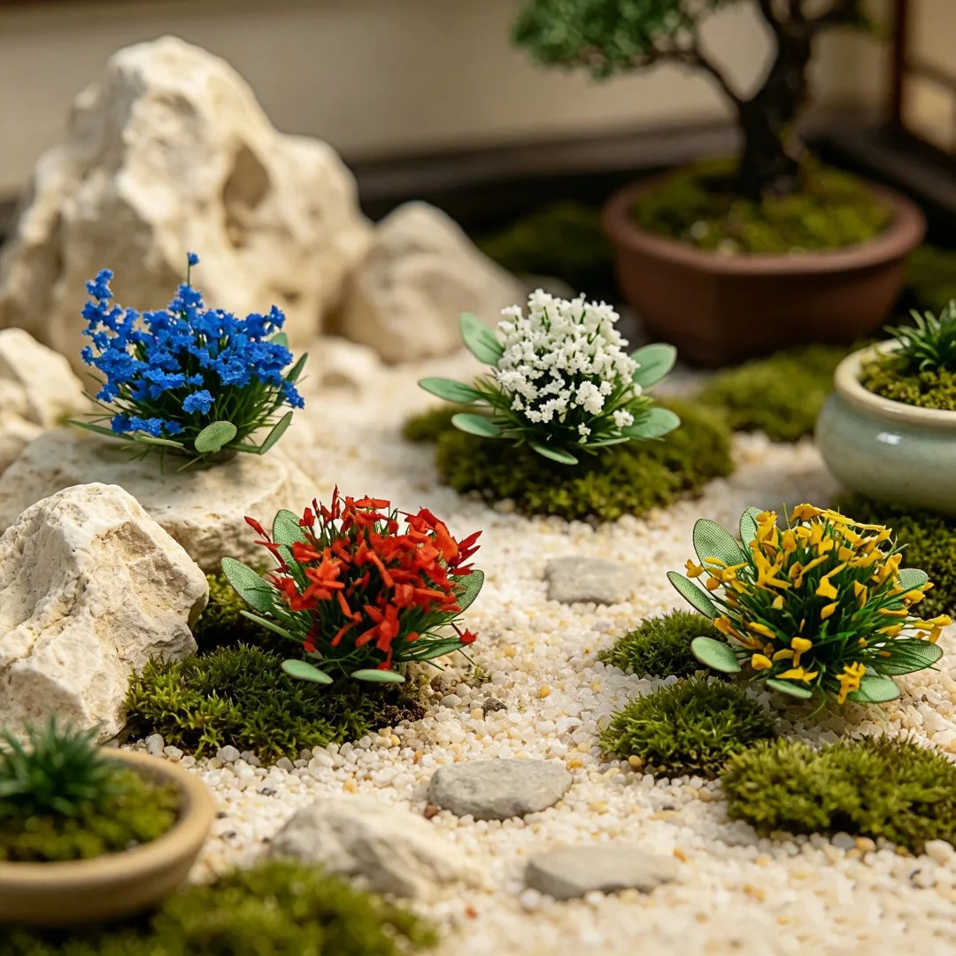 8MM Mini-Blumencluster-Modell Mikro-Landschaftspflanzen DIY Garten Terrain Sandtisch Eisenbahn Szenerie Bausatz Diorama 5 Stück – Detail 7