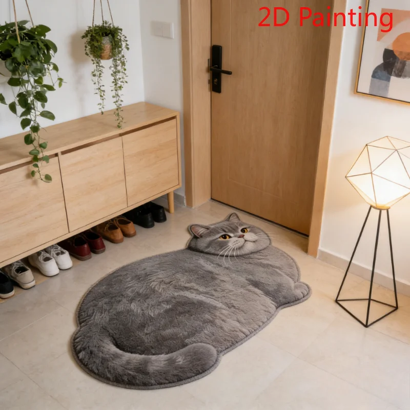 3D Cat Shaped Diatomite Bath Mat High Absorption Non Slip Quick Dry Entryway Floor Pad Household Home Textiles Bath Mat