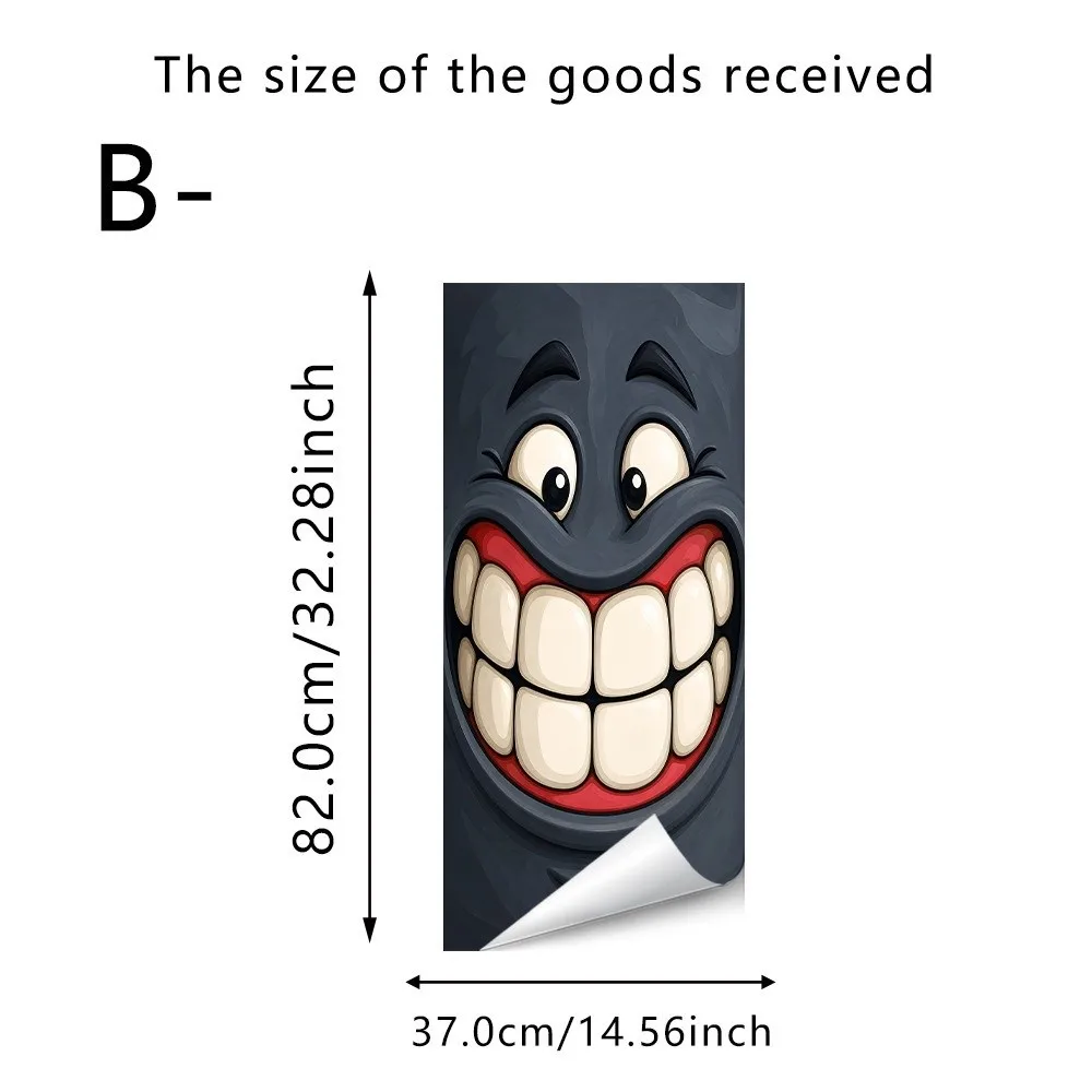 Funny Cartoon Face Trash Bin Sticker Water Block Self Adhesive Garbage Can Decal Vivid Expression Easy Paste