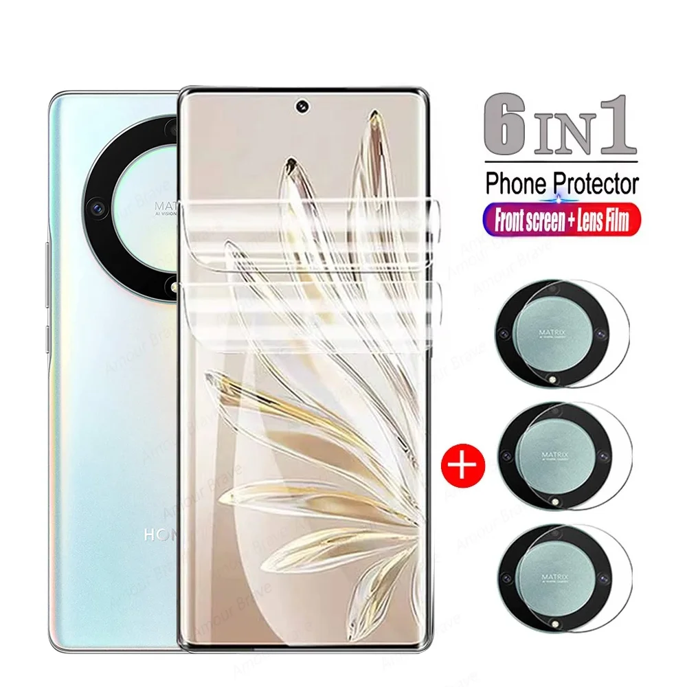 Película protectora 6 en 1 para Honor Magic 5 7 6 Lite, Protector de pantalla de cubierta completa para Honor 200 100 90 50 Pro X9B X9A, película para lente de cámara