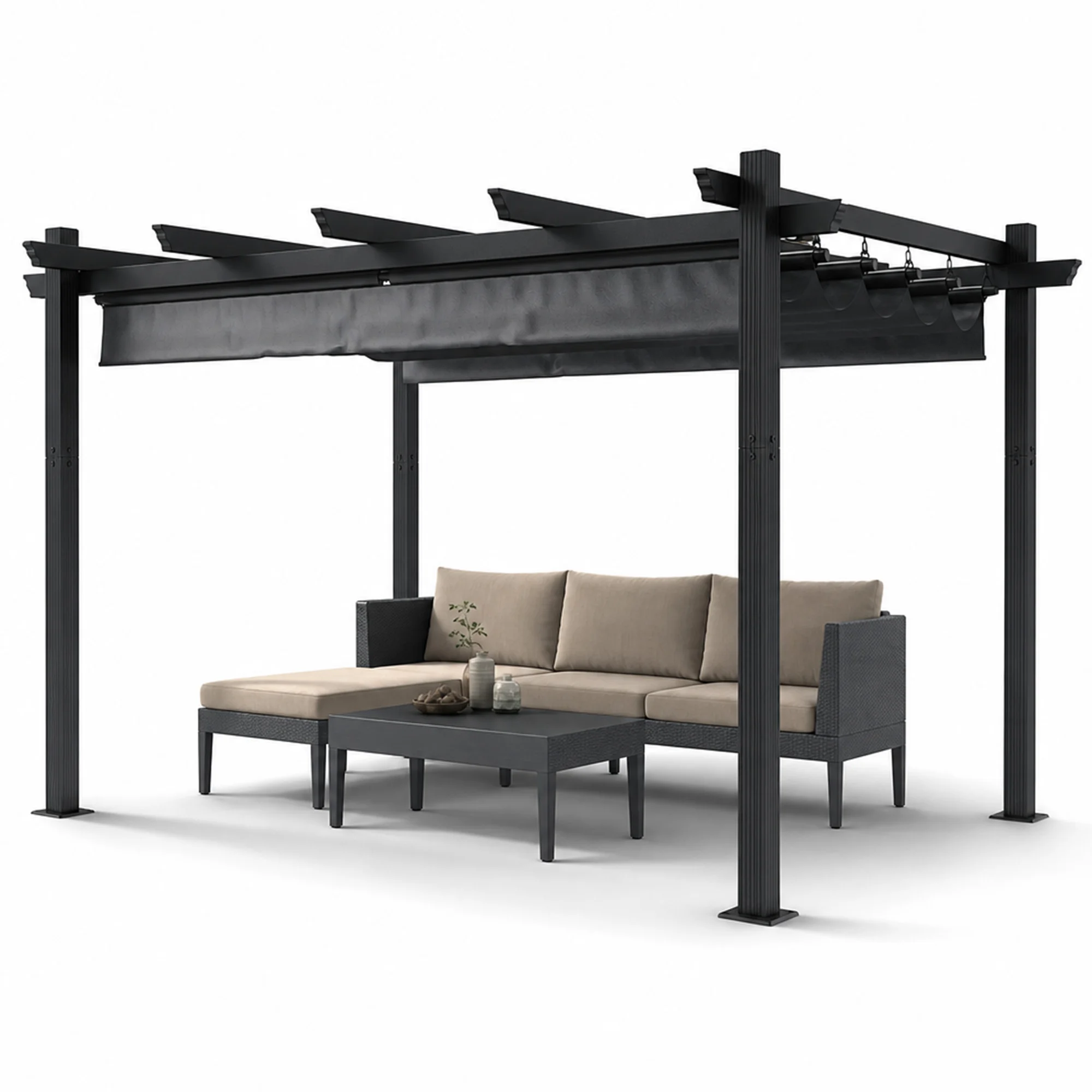 Pergola en aluminium HOMALL 4*3m pour usage extérieur - Parasol facile à assembler pour jardin et terrasse