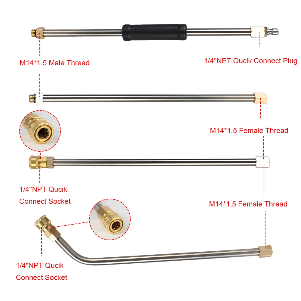 Extension Wand Nozzle Car Washer Metal Jet For Karcher K Series With 5 Quick Nozzles Powerful Auto Cleaning Tool