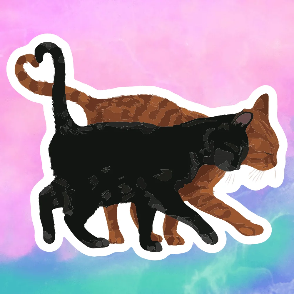 3pcs Black Cat × Orange Cat Stickers, Symbolizing Yin-Yang Balance, Complementarity, and Symbiosis