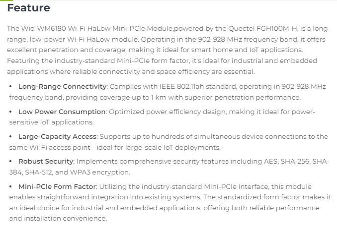 109990565 Wio-WM6180 Wi-Fi HaLow Mini-PCIe Module Keyboard Breakout view 6