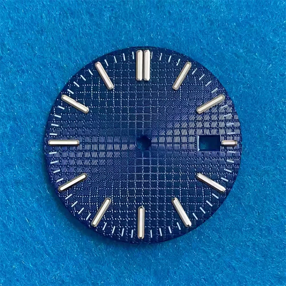 Watch parts Silver Nails/Rose Nails Watch Dial 31.8mm, Silvery White/Black/Blue Dial, for NH35 Automatic Movement Green Luminous