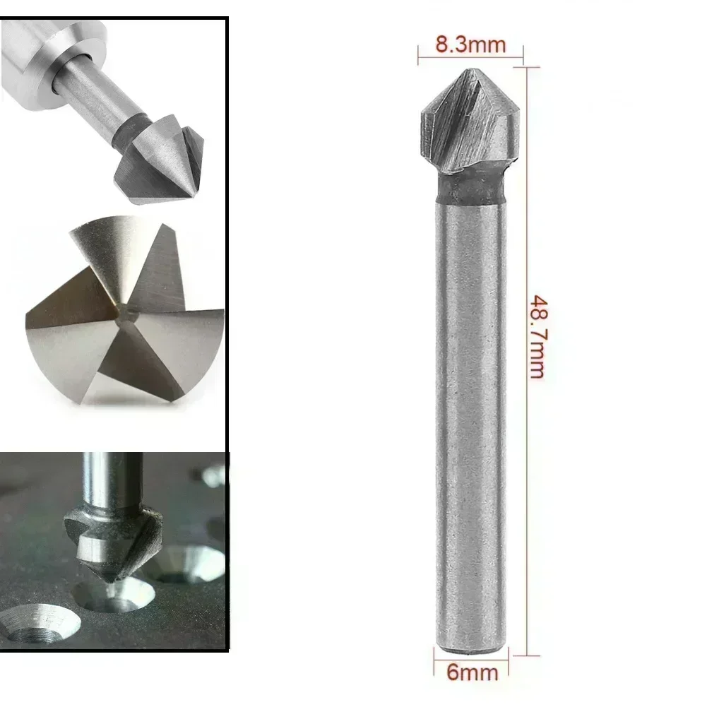 1 Pc 3Flute Countersink Drill Bit 90Degree Chamfering Tools Chamfer Cutter 6.3-20.5mm Aluminum Sheet Carbon Steel PVC Sheet Tool