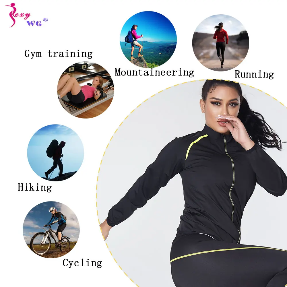 SEXYWG-Ensemble de Sauna à Manches sulfpour Femme, Perte de Poids, Imbibé de Sueur, Haut et Pantalon de Fitness, Veste et Leggings Thermo, FJBody