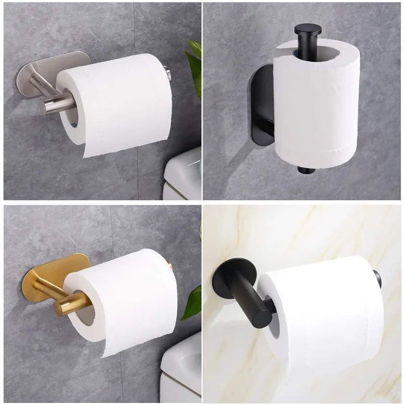 Stainless Steel Toilet Roll Paper Holder Punch-Free Towel Rack Wall Mount Toilet Paper Roll Toilet Paper Holder Tissue Tools